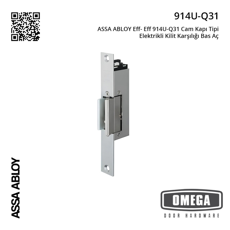 ASSA ABLOY Eff- Eff 914U-Q31 Cam Kapı Tipi Elektrikli Kilit Karşılığı Bas Aç