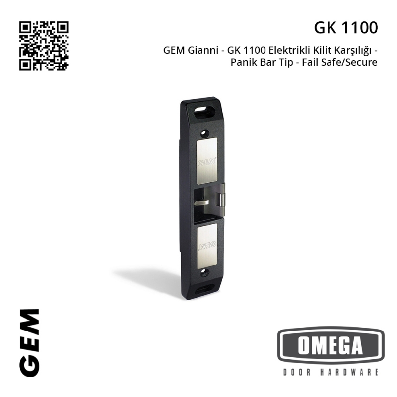 GEM Gianni - GK 1100 Elektrikli Kilit Karşılığı - Panik Bar Tip - Fail Safe/Secure
