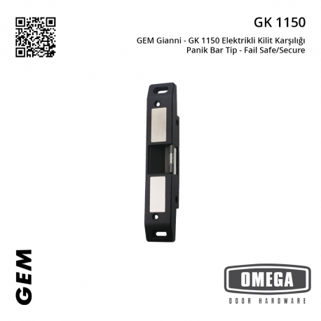 GEM Gianni - GK 1150 Elektrikli Kilit Karşılığı - Panik Bar Tip - Fail Safe/Secure
