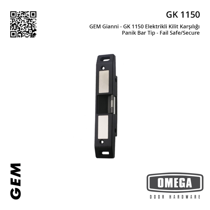 GEM Gianni - GK 1150 Elektrikli Kilit Karşılığı - Panik Bar Tip - Fail Safe/Secure