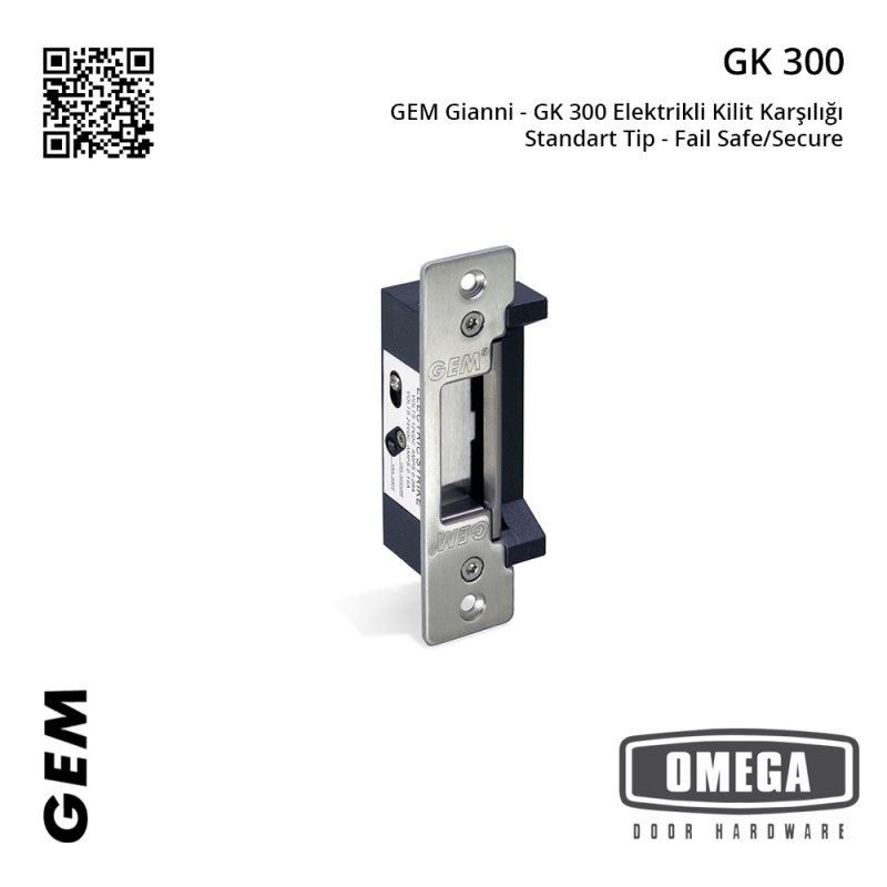 GEM Gianni - GK 300 Elektrikli Kilit Karşılığı - Standart Tip - Fail Safe/Secure