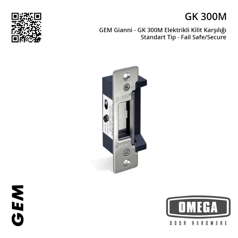 GEM Gianni - GK 300M Elektrikli Kilit Karşılığı - Standart Tip - Fail Safe/Secure