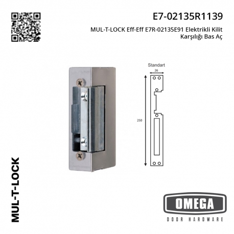 MUL-T-LOCK Eff-Eff E7R-02135E91 Elektrikli Kilit Karşılığı Bas Aç
