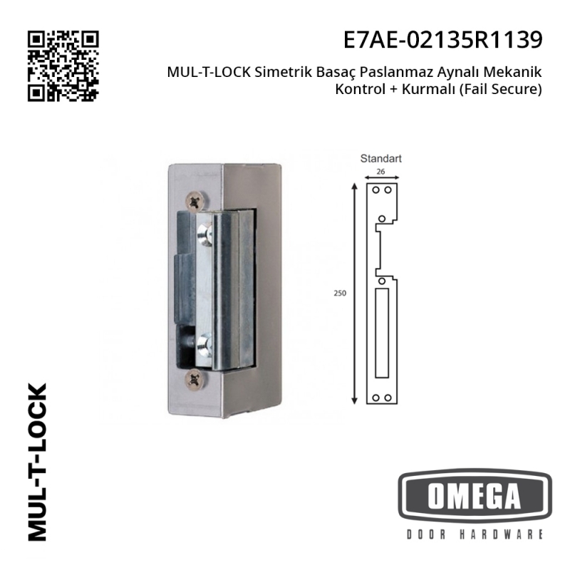MUL-T-LOCK Simetrik Basaç Paslanmaz Aynalı Mekanik Kontrol + Kurmalı (Fail Secure)