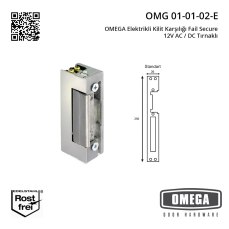 OMEGA Elektrikli Kilit Karşılığı Fail Secure 12V AC / DC Tırnaklı