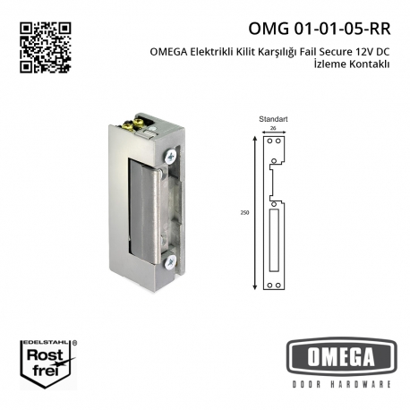 OMEGA Elektrikli Kilit Karşılığı Fail Secure 12V DC İzleme Kontaklı
