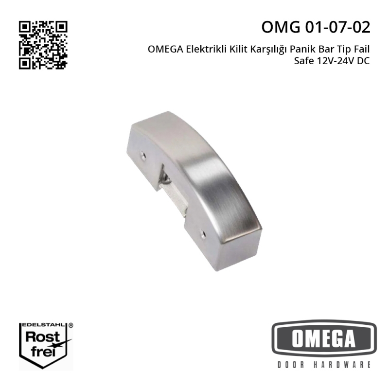 OMEGA Elektrikli Kilit Karşılığı Panik Bar Tip Fail Safe 12V-24V DC