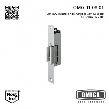 OMEGA Elektrikli Kilit Karşılığı Cam Kapı Tip Fail Secure 12V DC