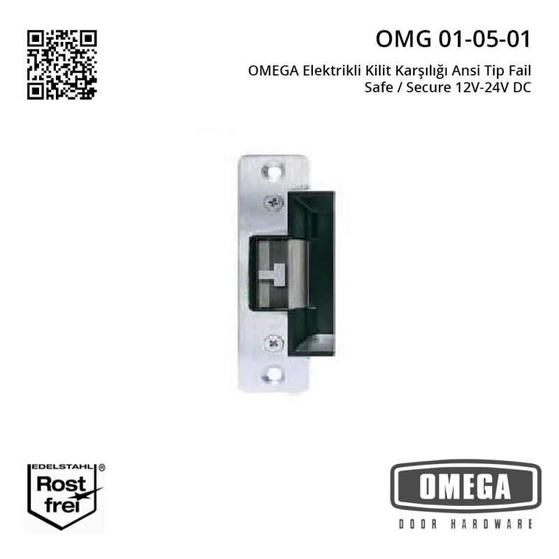 OMEGA Elektrikli Kilit Karşılığı Ansi Tip Fail Safe / Secure 12V-24V DC